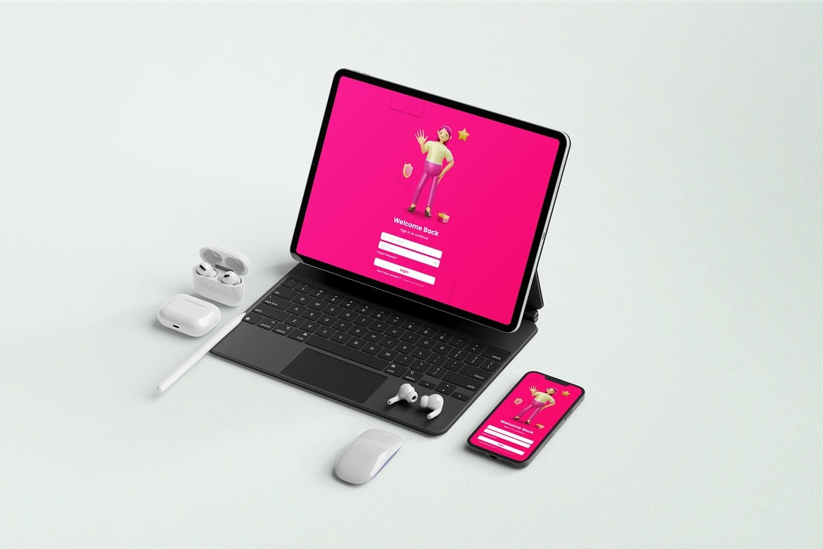 图片[2]-iPad Pro Screen with Smartphone Mockups（124282）-技能树